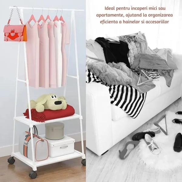 suport pentru haine si umerase in forma de triunghi cu 2 rafturi inferioare, impact vision® suport pentru haine si umerase in forma de triunghi cu 2 rafturi inferioare