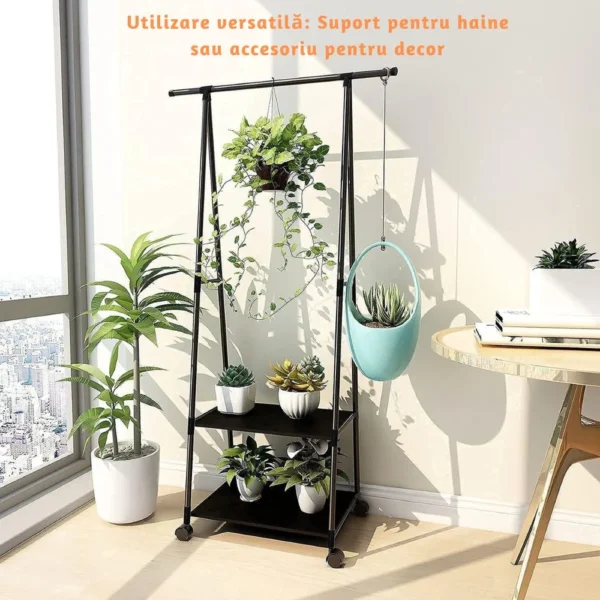 suport pentru haine si umerase in forma de triunghi cu 2 rafturi inferioare, negru, impact vision® suport pentru haine si umerase in forma de triunghi cu 2 rafturi inferioare, negru, impact vision®