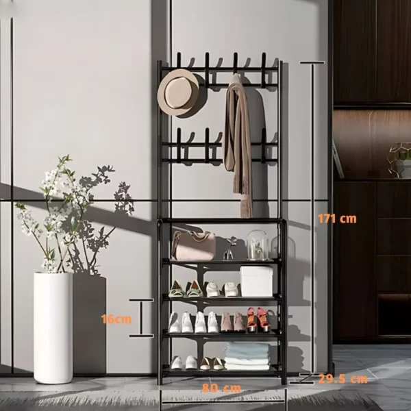 suport pentru incaltaminte si cuier, negru, otel, 171 x 80 x 29.5 cm, impact vision® suport pentru incaltaminte si cuier, negru, otel, 171 x 80 x 29.5 cm, impact vision®