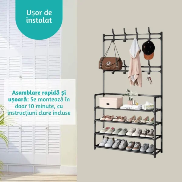 suport pentru incaltaminte si cuier, negru, otel, 171 x 80 x 29.5 cm, impact vision® suport pentru incaltaminte si cuier, negru, otel, 171 x 80 x 29.5 cm, impact vision®