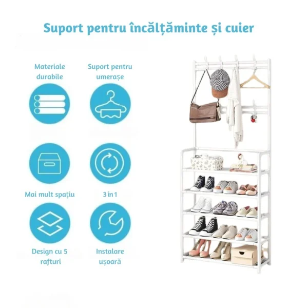 suport pentru incaltaminte si cuier, alb, otel, 171 x 80 x 29.5 cm, impact vision® suport pentru incaltaminte si cuier, alb, otel, 171 x 80 x 29.5 cm, impact vision®