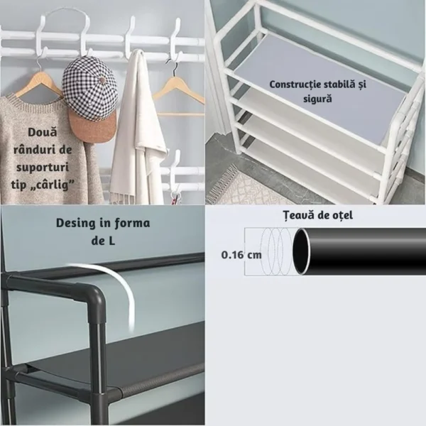 suport pentru incaltaminte si cuier, alb, otel, 171 x 80 x 29.5 cm, impact vision® suport pentru incaltaminte si cuier, alb, otel, 171 x 80 x 29.5 cm, impact vision®