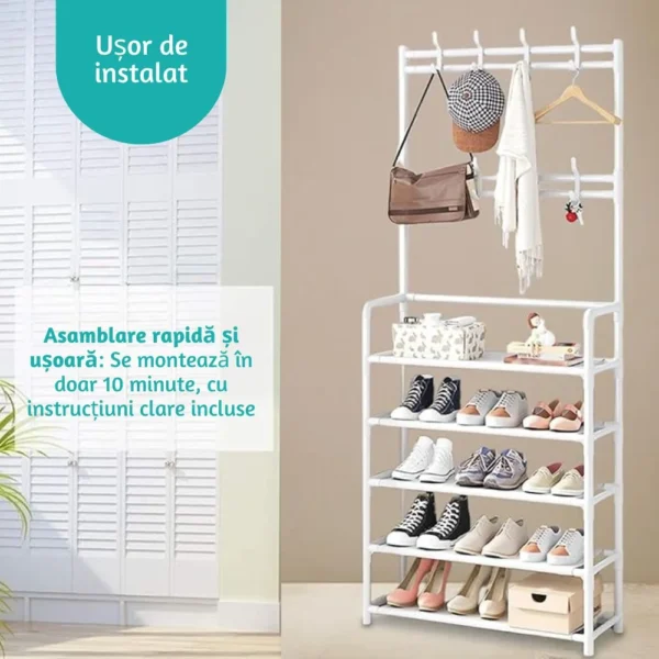 suport pentru incaltaminte si cuier, alb, otel, 171 x 80 x 29.5 cm, impact vision® suport pentru incaltaminte si cuier, alb, otel, 171 x 80 x 29.5 cm, impact vision®