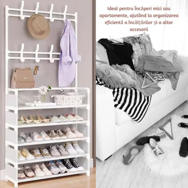 suport pentru incaltaminte si cuier, alb, otel, 171 x 80 x 29.5 cm, impact vision® suport pentru incaltaminte si cuier, alb, otel, 171 x 80 x 29.5 cm, impact vision®