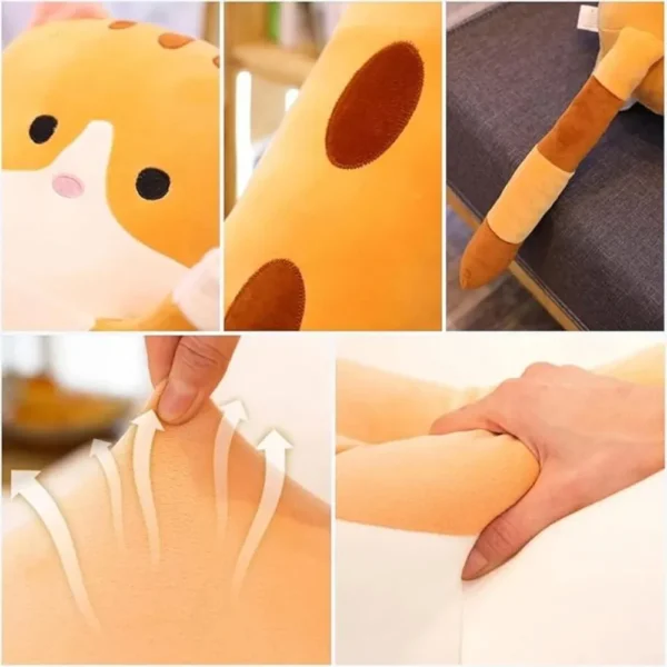 jucarie de plus pisica, tip perna, umplutura hipoalergenica, 50 cm, culoare bej, impact vision® Pernă decorativă în formă de girafă, detalii și texturi