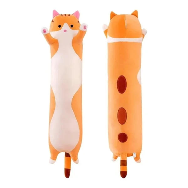 jucarie de plus pisica, tip perna, umplutura hipoalergenica, 50 cm, culoare bej, impact vision® Perne lungi decorative în formă de pisică portocalie