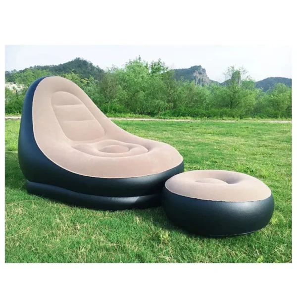 fotoliu gonflabil taburet 2 Fotoliu gonflabil cu taburet in aer liber