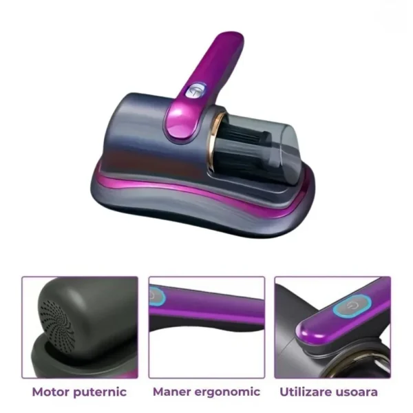 aspirator antiacarieni, portabil, filtru hepa, 100 w, 8000 pa, mov, impact vision® aspirator antiacarieni, portabil, filtru hepa, 100 w, 8000 pa, mov, impact vision®