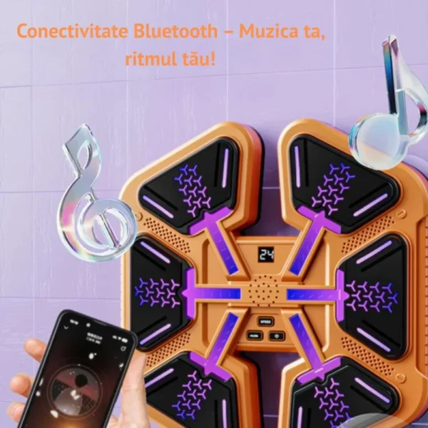 aparat de box muzical electronic, conexiune bluetooth, pentru copii si adulti, antrenamente de box si fitness, interactiv, iluminare led, usb, portocaliu,  impact vision® aparat de box muzical electronic, conexiune bluetooth, pentru copii si adulti, antrenamente de box si fitness, interactiv, iluminare led, usb, portocaliu,  impact vision®