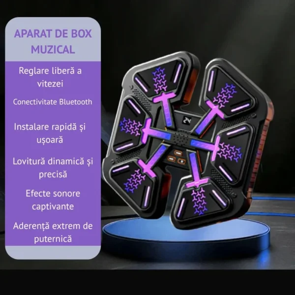aparat de box muzical electronic, conexiune bluetooth, pentru copii si adulti, antrenamente de box si fitness, interactiv, iluminare led, usb, negru,  impact vision® aparat de box muzical electronic, conexiune bluetooth, pentru copii si adulti, antrenamente de box si fitness, interactiv, iluminare led, usb, negru,  impact vision®