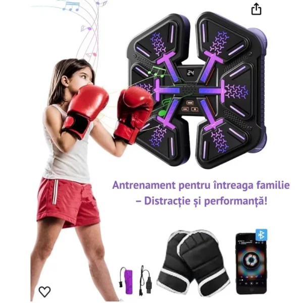 aparat de box muzical electronic, conexiune bluetooth, pentru copii si adulti, antrenamente de box si fitness, interactiv, iluminare led, usb, negru,  impact vision® aparat de box muzical electronic, conexiune bluetooth, pentru copii si adulti, antrenamente de box si fitness, interactiv, iluminare led, usb, negru,  impact vision®