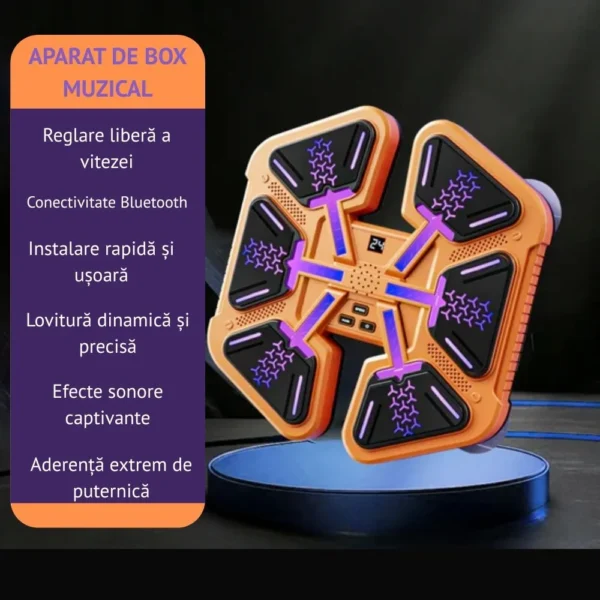 aparat de box muzical electronic, conexiune bluetooth, pentru copii si adulti, antrenamente de box si fitness, interactiv, iluminare led, usb, portocaliu,  impact vision® aparat de box muzical electronic, conexiune bluetooth, pentru copii si adulti, antrenamente de box si fitness, interactiv, iluminare led, usb, portocaliu,  impact vision®