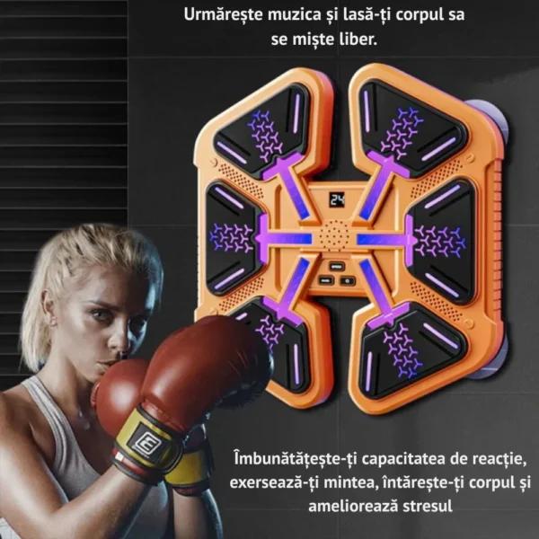 aparat de box muzical electronic, conexiune bluetooth, pentru copii si adulti, antrenamente de box si fitness, interactiv, iluminare led, usb, portocaliu,  impact vision® aparat de box muzical electronic, conexiune bluetooth, pentru copii si adulti, antrenamente de box si fitness, interactiv, iluminare led, usb, portocaliu,  impact vision®
