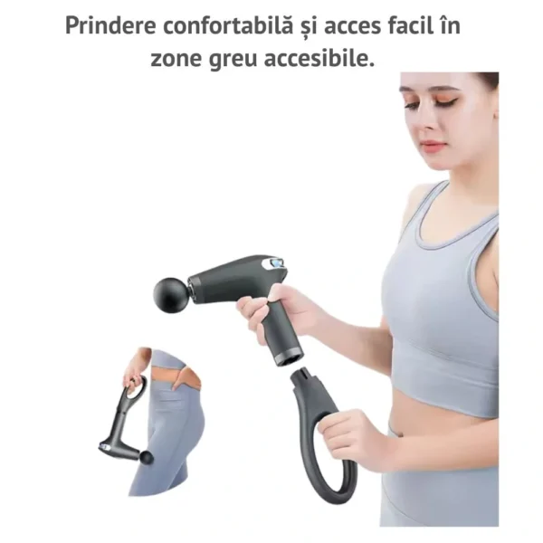 aparat pentru masaj profesional tip pistol, 8 viteze, 4 capete interschimbabile, masaj muscular, anticelulitic, 3200 percutii/minut, portabil, silentios, gri, impact vision® aparat pentru masaj profesional tip pistol, 8 viteze, 4 capete interschimbabile, masaj muscular, anticelulitic, 3200 percutii/minut, portabil, silentios, gri, impact vision®