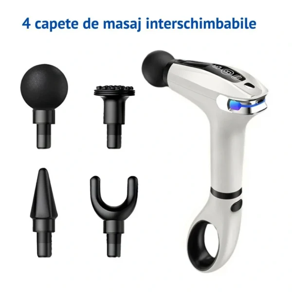 aparat pentru masaj profesional tip pistol, 8 viteze, 4 capete interschimbabile, masaj muscular, anticelulitic, 3200 percutii/minut, portabil, silentios, alb perlat, impact vision® aparat pentru masaj profesional tip pistol, 8 viteze, 4 capete interschimbabile, masaj muscular, anticelulitic, 3200 percutii/minut, portabil, silentios, alb perlat, impact vision®