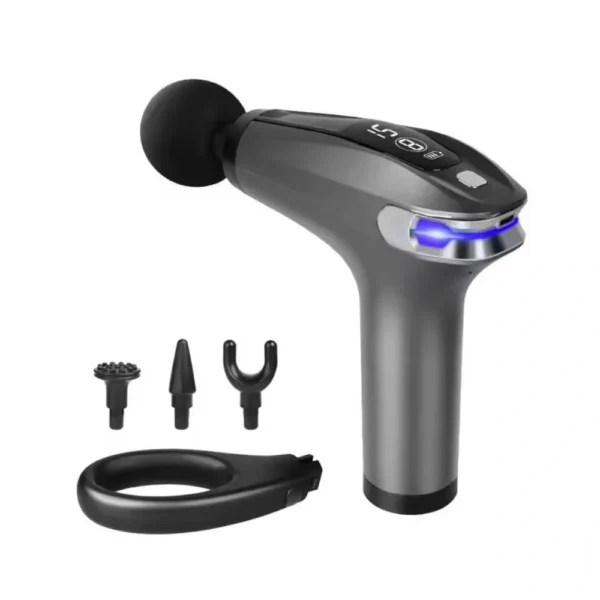 aparat pentru masaj profesional tip pistol, 8 viteze, 4 capete interschimbabile, masaj muscular, anticelulitic, 3200 percutii/minut, portabil, silentios, gri, impact vision® aparat pentru masaj profesional tip pistol, 8 viteze, 4 capete interschimbabile, masaj muscular, anticelulitic, 3200 percutii/minut, portabil, silentios, gri, impact vision®