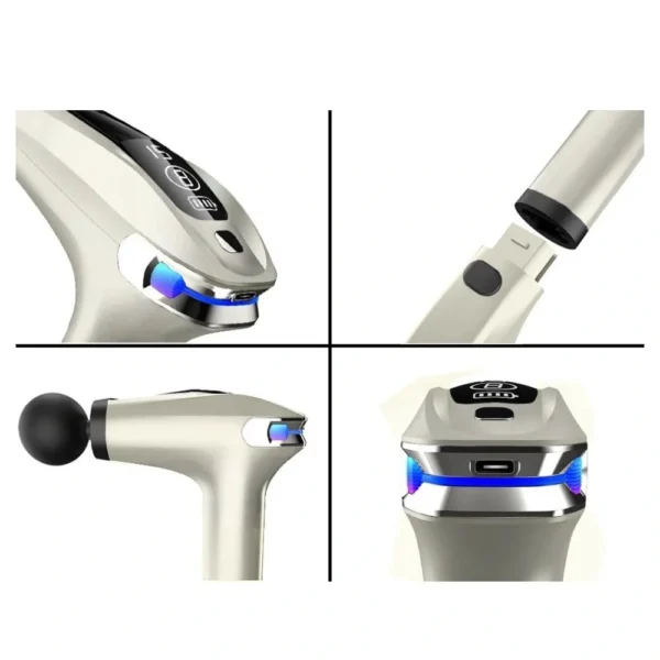 aparat pentru masaj profesional tip pistol, 8 viteze, 4 capete interschimbabile, masaj muscular, anticelulitic, 3200 percutii/minut, portabil, silentios, alb perlat, impact vision® aparat pentru masaj profesional tip pistol, 8 viteze, 4 capete interschimbabile, masaj muscular, anticelulitic, 3200 percutii/minut, portabil, silentios, alb perlat, impact vision®