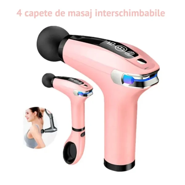 aparat pentru masaj profesional tip pistol, 8 viteze, 4 capete interschimbabile, masaj muscular, anticelulitic, 3200 percutii/minut, portabil, silentios, roz, impact vision® aparat pentru masaj profesional tip pistol, 8 viteze, 4 capete interschimbabile, masaj muscular, anticelulitic, 3200 percutii/minut, portabil, silentios, roz, impact vision®