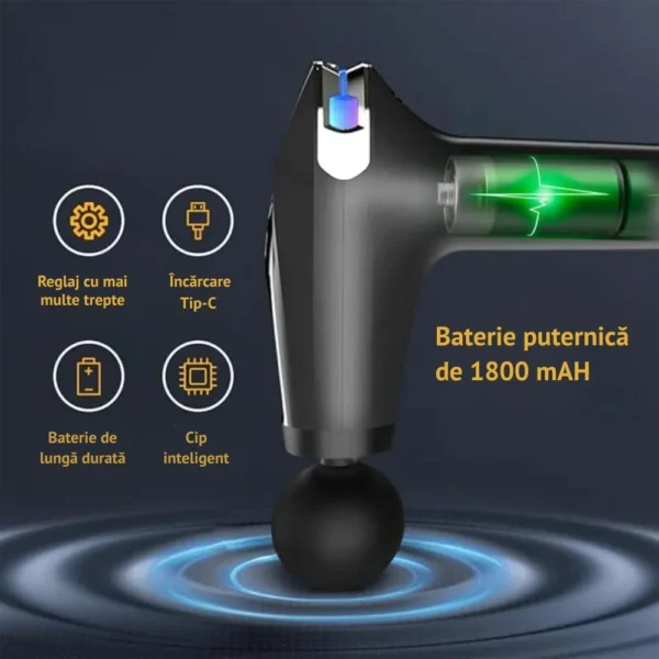 aparat pentru masaj profesional tip pistol, 8 viteze, 4 capete interschimbabile, masaj muscular, anticelulitic, 3200 percutii/minut, portabil, silentios, negru, impact vision® aparat pentru masaj profesional tip pistol, 8 viteze, 4 capete interschimbabile, masaj muscular, anticelulitic, 3200 percutii/minut, portabil, silentios, negru, impact vision®