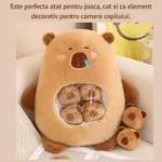 jucarie de plus capibara cu 6 pui, maro, 50 cm , impact vision®