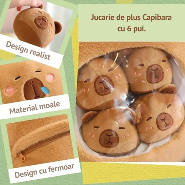 jucarie de plus capibara cu 6 pui, maro, 50 cm , impact vision® jucarie de plus capibara cu 6 pui, maro, 50 cm , impact vision®