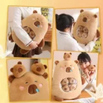 jucarie de plus capibara cu 6 pui, maro, 50 cm , impact vision®