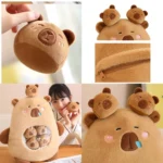 jucarie de plus capibara cu 6 pui, maro, 50 cm , impact vision®