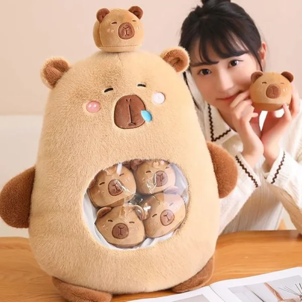 jucarie de plus capibara cu 6 pui, maro, 50 cm , impact vision® jucarie de plus capibara cu 6 pui, maro, 50 cm , impact vision®