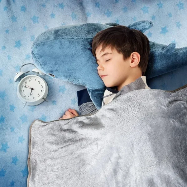 jucarie plus tip perna rechin cu paturica catifelata, albastru,  60 cm, impact vision® jucarie plus tip perna rechin cu paturica catifelata, albastru,  60 cm, impact vision®