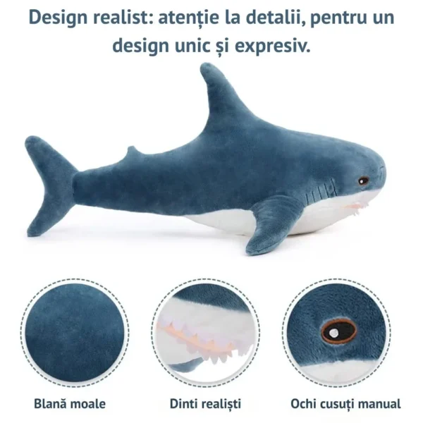 jucarie plus tip perna rechin cu paturica catifelata, albastru,  60 cm, impact vision® jucarie plus tip perna rechin cu paturica catifelata, albastru,  60 cm, impact vision®