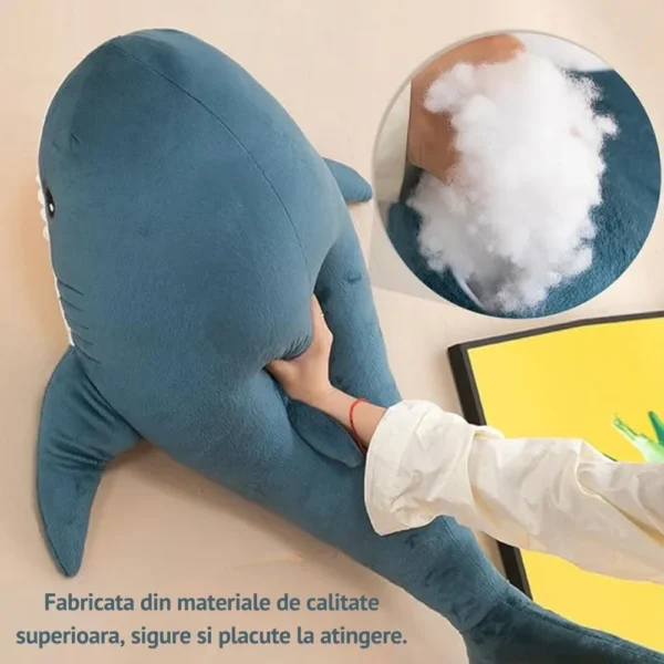 jucarie plus tip perna rechin cu paturica catifelata, albastru,  60 cm, impact vision® jucarie plus tip perna rechin cu paturica catifelata, albastru,  60 cm, impact vision®