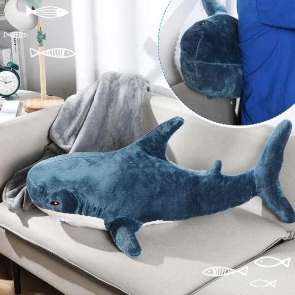 jucarie plus tip perna rechin cu paturica catifelata, albastru,  60 cm, impact vision® jucarie plus tip perna rechin cu paturica catifelata, albastru,  60 cm, impact vision®
