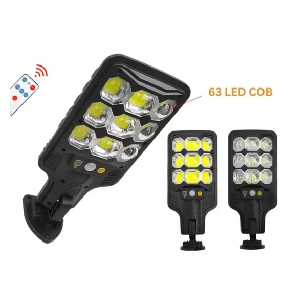 lampa solara de exterior, pentru casa/gradina/terasa, 63 led cob, senzori de miscare, rezistenta la apa ip65, negru, impact vision® lampa solara de exterior, pentru casa/gradina/terasa, 63 led cob, senzori de miscare, rezistenta la apa ip65, negru, impact vision®