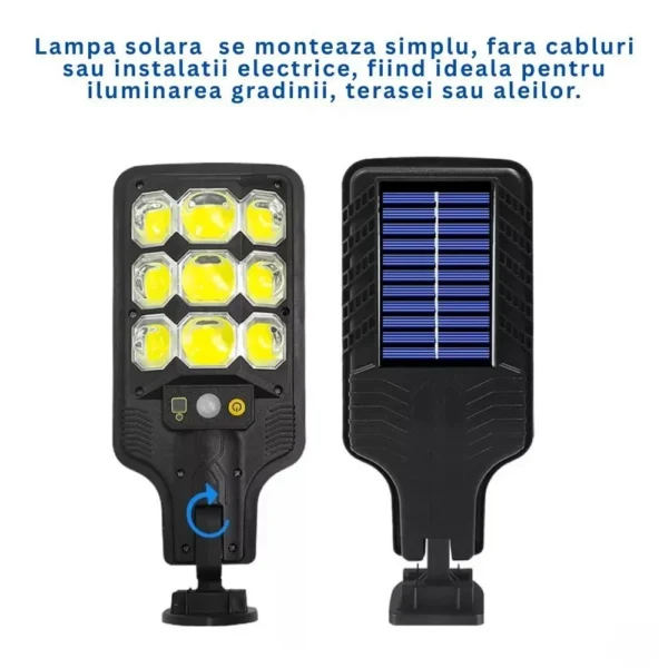 lampa solara de exterior, pentru casa/gradina/terasa, 63 led cob, senzori de miscare, rezistenta la apa ip65, negru, impact vision® lampa solara de exterior, pentru casa/gradina/terasa, 63 led cob, senzori de miscare, rezistenta la apa ip65, negru, impact vision®
