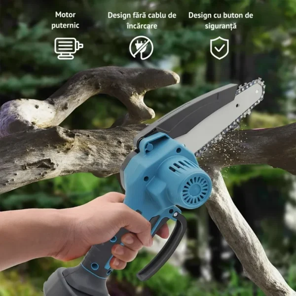 mini fierastrau electric portabil / mini drujba cu lant pe acumulator, acumulatori de 48 v, albastru, impact vision® mini fierastrau electric portabil / mini drujba cu lant pe acumulator, acumulatori de 48 v, albastru, impact vision®