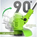 motocoasa electrica cu acumulator, fara fir, cu disc, 2 acumulatori inclusi, 18000 rpm, 3 tipuri de lame de taiere, , 7 accesorii interschimbabile, din abs si metal, verde, impact vision®