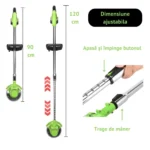 motocoasa electrica cu acumulator, fara fir, cu disc, 2 acumulatori inclusi, 18000 rpm, 3 tipuri de lame de taiere, , 7 accesorii interschimbabile, din abs si metal, verde, impact vision®