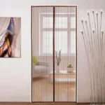 plasa tip perde cu inchidere magnetica pentru tantari, muste sau alte insecte, 14 magneti puternici, 190 x 100 cm, maro, impact vision®