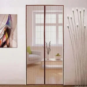 Plasa tip perde cu inchidere magnetica pentru tantari, muste sau alte insecte, 14 magneti puternici, 190 x 100 cm, Maro, Impact Vision®