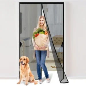 Plasa tip perde cu inchidere magnetica pentru tantari, muste sau alte insecte, 14 magneti puternici, 190 x 100 cm, Negru, Impact Vision®