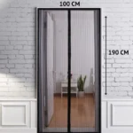  plasa tip perde cu inchidere magnetica pentru tantari, muste sau alte insecte, 14 magneti puternici, 190 x 100 cm, negru, impact vision®