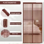 plasa tip perde cu inchidere magnetica pentru tantari, muste sau alte insecte, 14 magneti puternici, 190 x 100 cm, maro, impact vision®