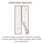 plasa tip perde cu inchidere magnetica pentru tantari, muste sau alte insecte, 14 magneti puternici, 190 x 100 cm, maro, impact vision®