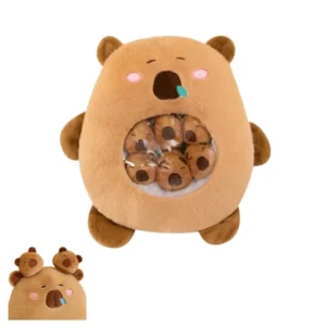 Jucarie de plus Capibara cu 6 pui, Maro, 50 cm , Impact Vision®