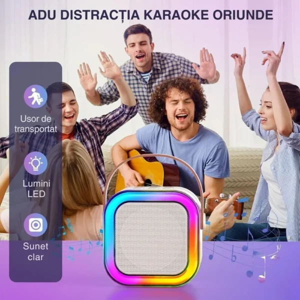 set boxa karaoke, 2 microfoane wireless, bluetooth 5.0, portabil, acumulator, bej, impact vision® set boxa karaoke, 2 microfoane wireless, bluetooth 5.0, portabil, acumulator, bej, impact vision®