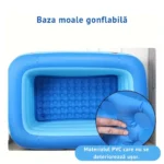 piscina gonflabila pentru copii, multicolora, dreptunghiulara, baza moale si trei inele gonflabile, dimensiuni 210x 135 x 54 cm, vinil rezistent, gradina si exterior, impact vision®