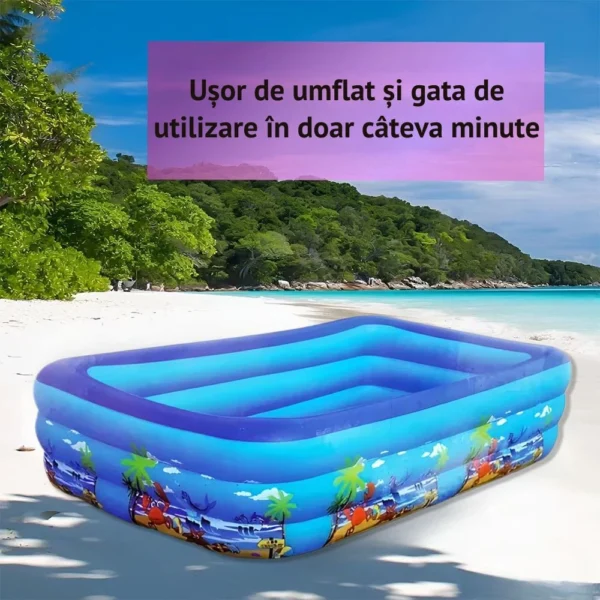 piscina gonflabila pentru copii, multicolora, dreptunghiulara, baza moale si trei inele gonflabile, dimensiuni 180 x 125 x 54 cm, vinil rezistent, gradina si exterior, impact vision® piscina gonflabila pentru copii, multicolora, dreptunghiulara, baza moale si trei inele gonflabile, dimensiuni 180 x 125 x 54 cm, vinil rezistent, gradina si exterior, impact vision®