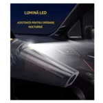 aspirator auto portabil multifuncțional 4 in 1, compresor anvelope, manometru, lanternă led, 100w, negru, impact vision®