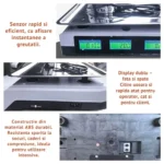 cantar electronic comercial digital pentru magazin si piata – 40 kg, display dublu iluminat, functie memorie, alb – impact vision®