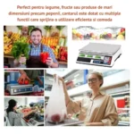cantar electronic comercial digital pentru magazin si piata – 40 kg, display dublu iluminat, functie memorie, alb – impact vision®